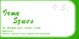 irma szucs business card